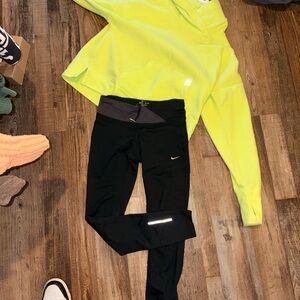 Victoria's Secret Sport Lime Green Hoodie & XS Nike leggings